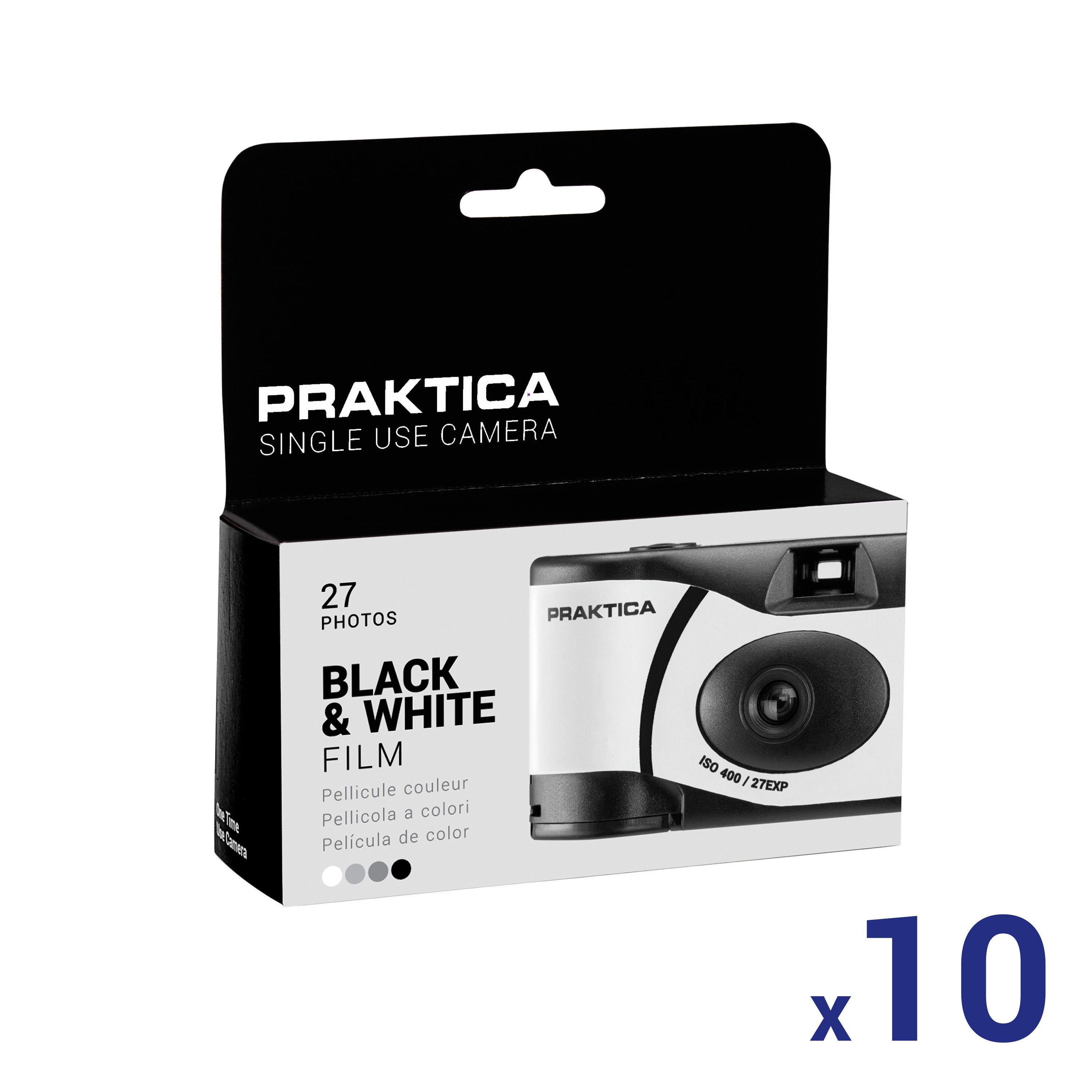 Praktica Single Use Disposable Black & White Film Camera with Flash - Black