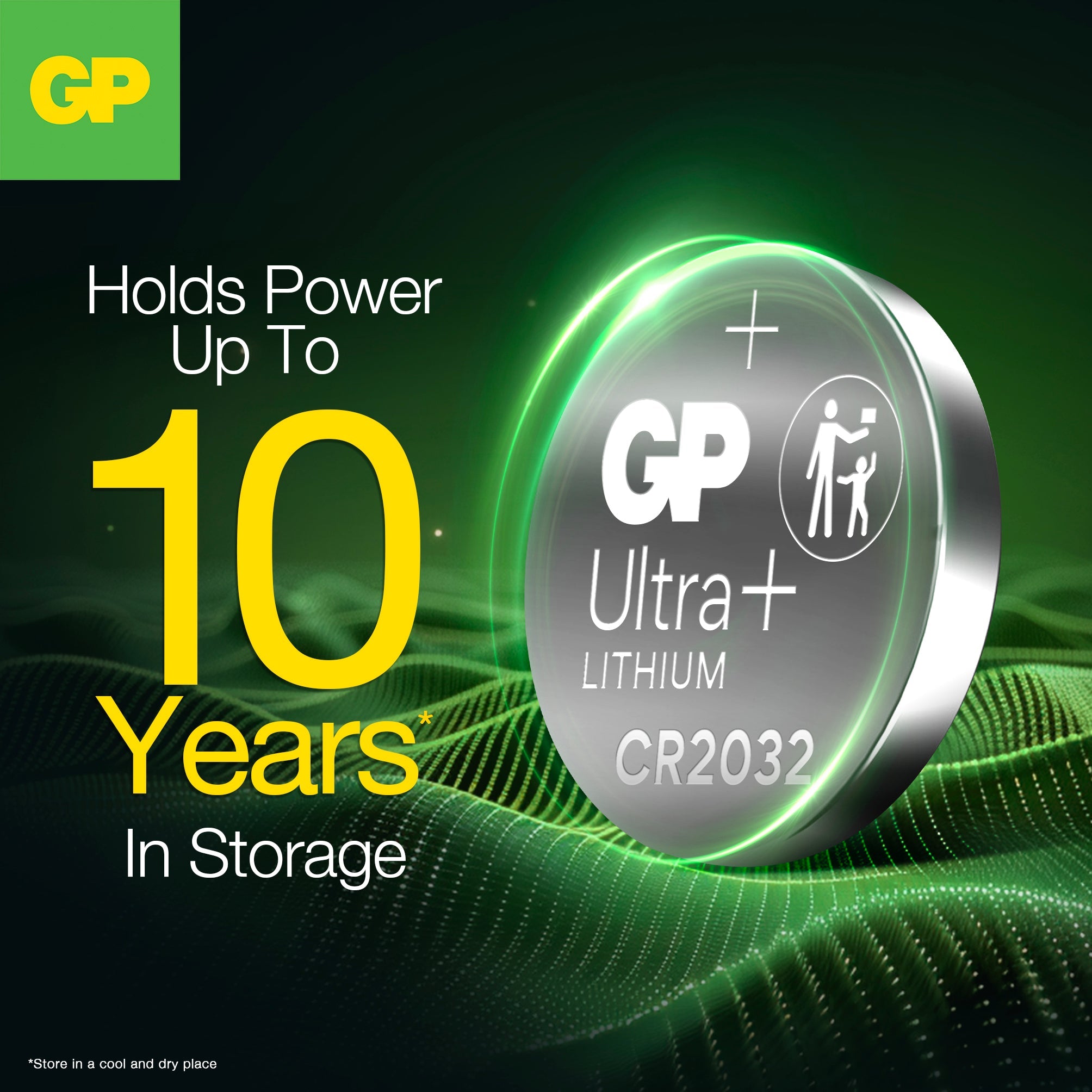 GP CR2032 Ultra Plus 3V Lithium Coin Cell Batteries - Pack of 4