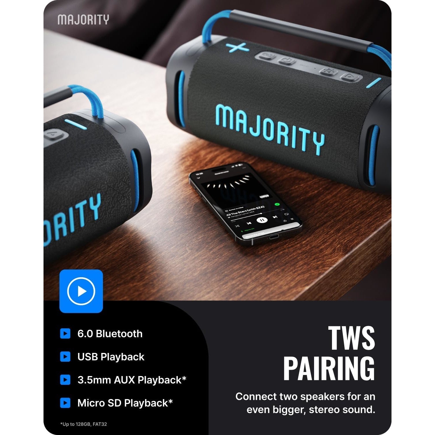 Majority Move 4 Wireless Bluetooth Portable Speaker