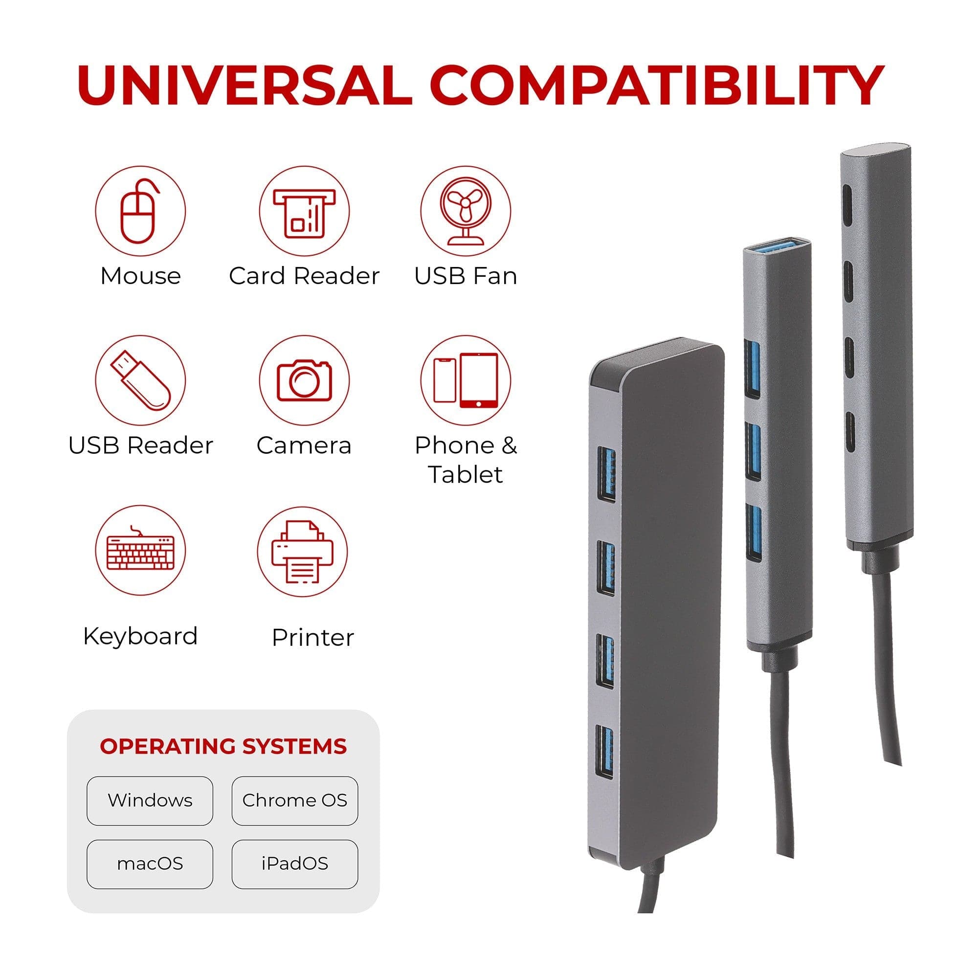 Nikkai USB-A Multiport Hub to 4x USB-A 3.0 Super Speed with 16cm Cable