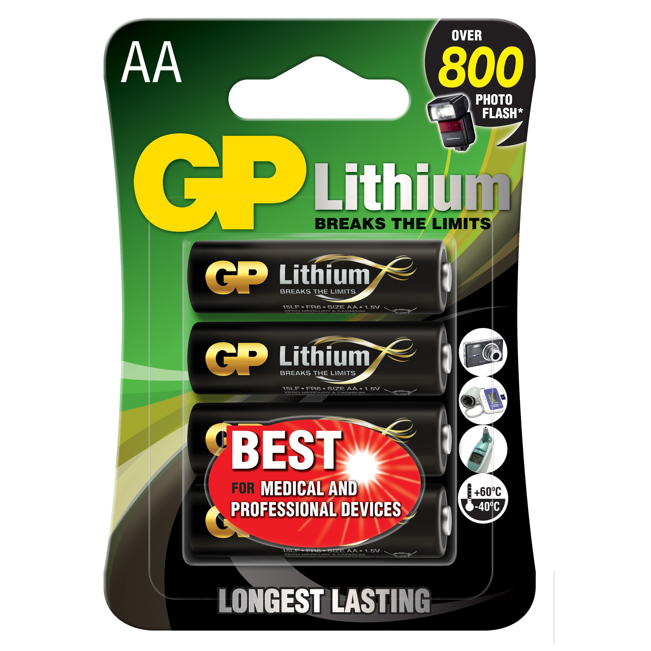 GP AA Lithium Batteries - Pack of 4